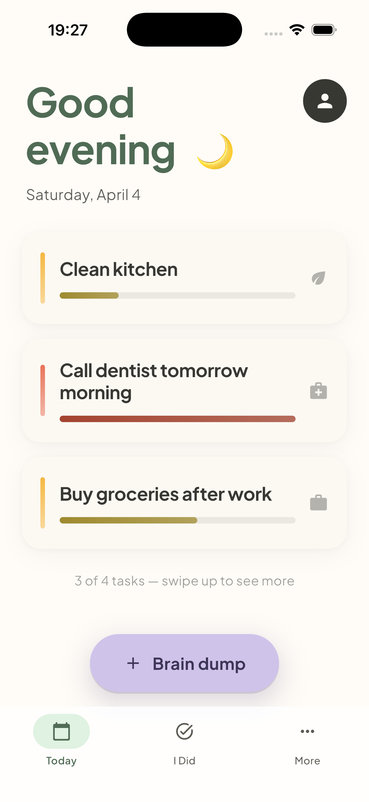 FocusBrew brain dump screen
